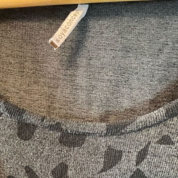 SOYA CONCEPTS Grey Leopard Prints Bat Wing Short Sleeve Long Fit Top M - Picture 8 of 8